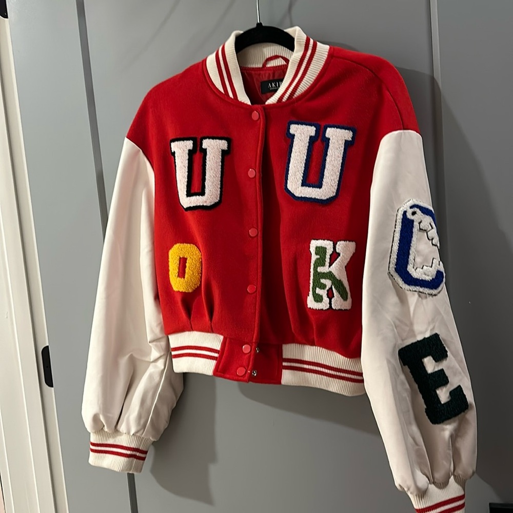 Akira cropped varsity letterman jacket size small